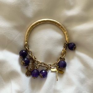 Turkish gold and purple charm bracelet